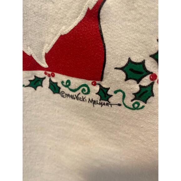 Vintage Vicki Melhart 1996 Christmas Santa Puff Paint Sweatshirt-Size XL - Picture 4 of 8